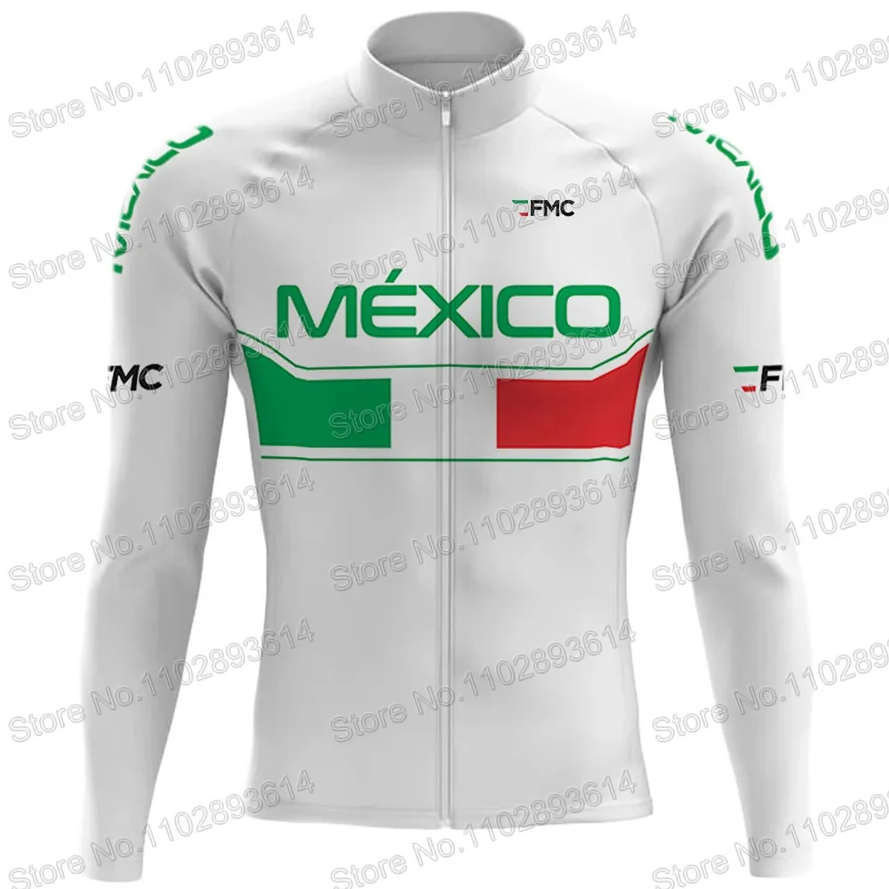 National Team Mexico Cycling Jersey 2023 Set Long Sleeve Green Winter Clothing Road Race Bike Jacket Suit MTB Ropa Maillot