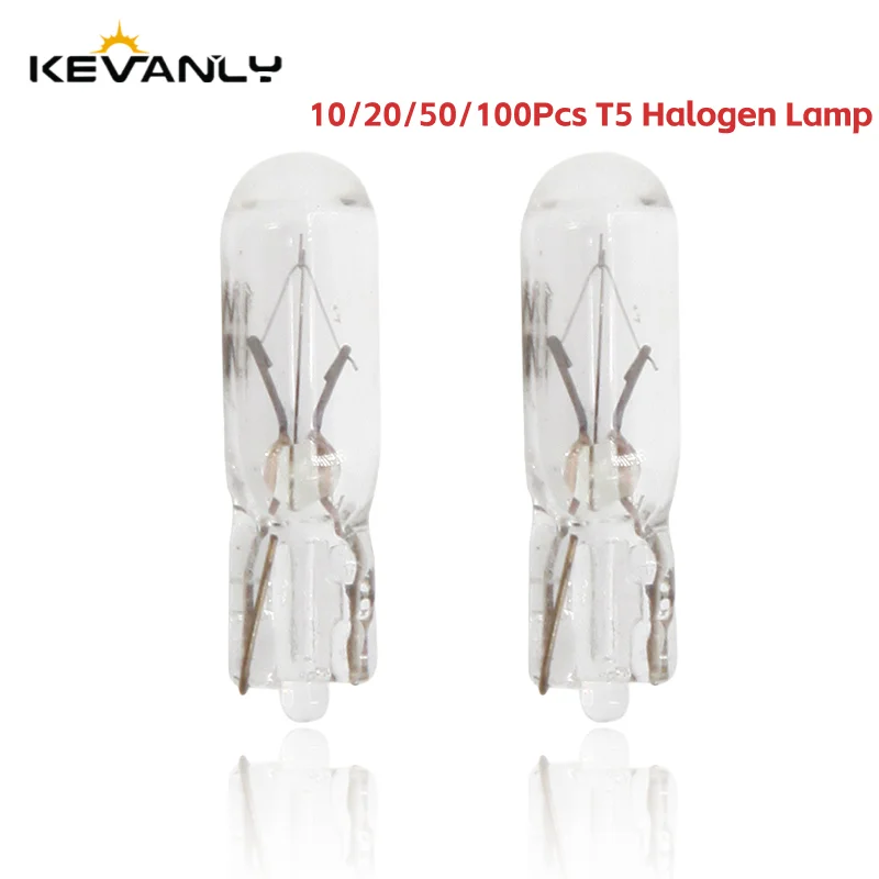 10/20/50/100x W2W T5 Universal Car Halogen Lamp Instrument Lights Dashboard Bulb Indicator 12V White Auto Light Accessories
