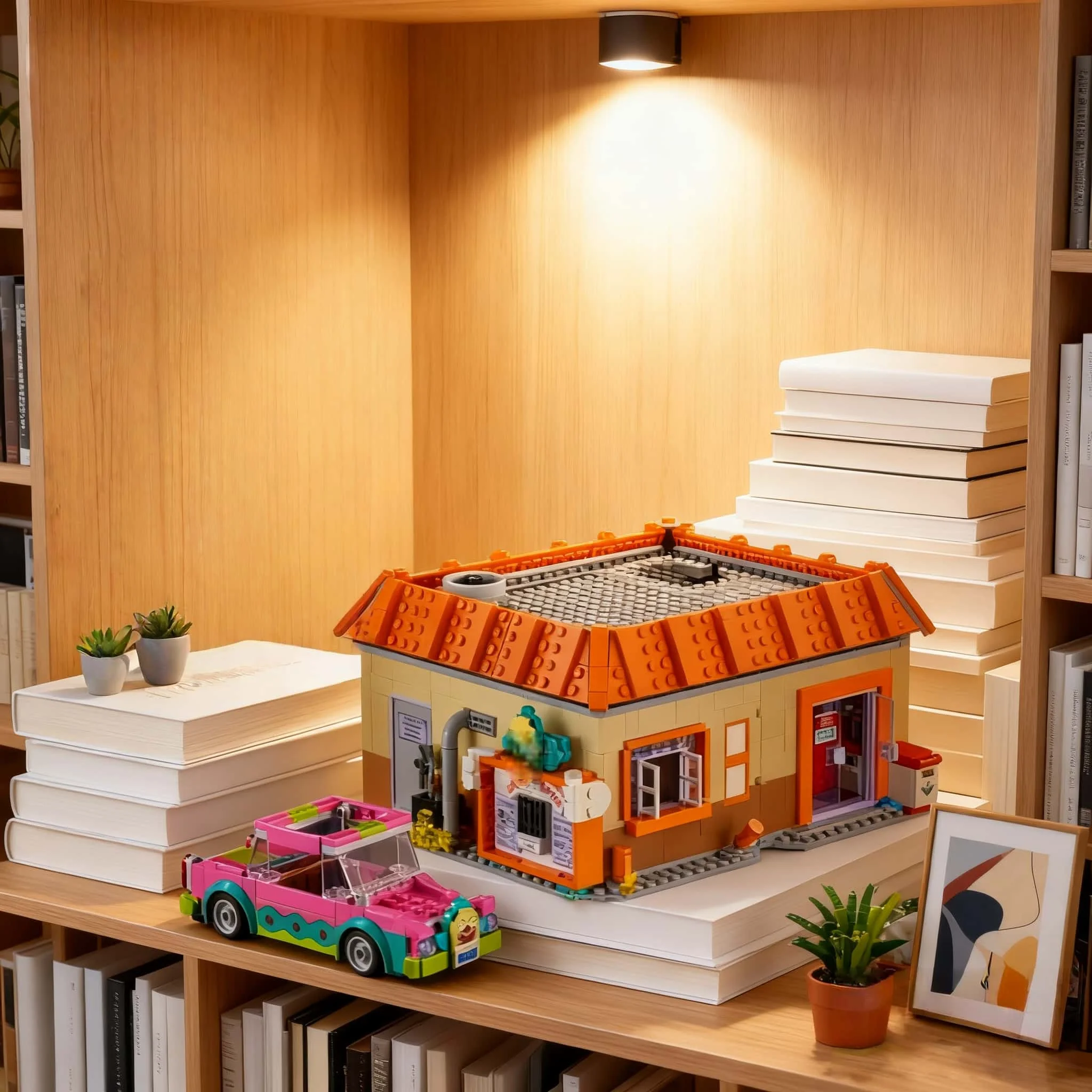 

2026 nuevo MOC1635pcs decoración del hogar hamburguesa restaurante modelo city street view regalos creativos de vacaciones para