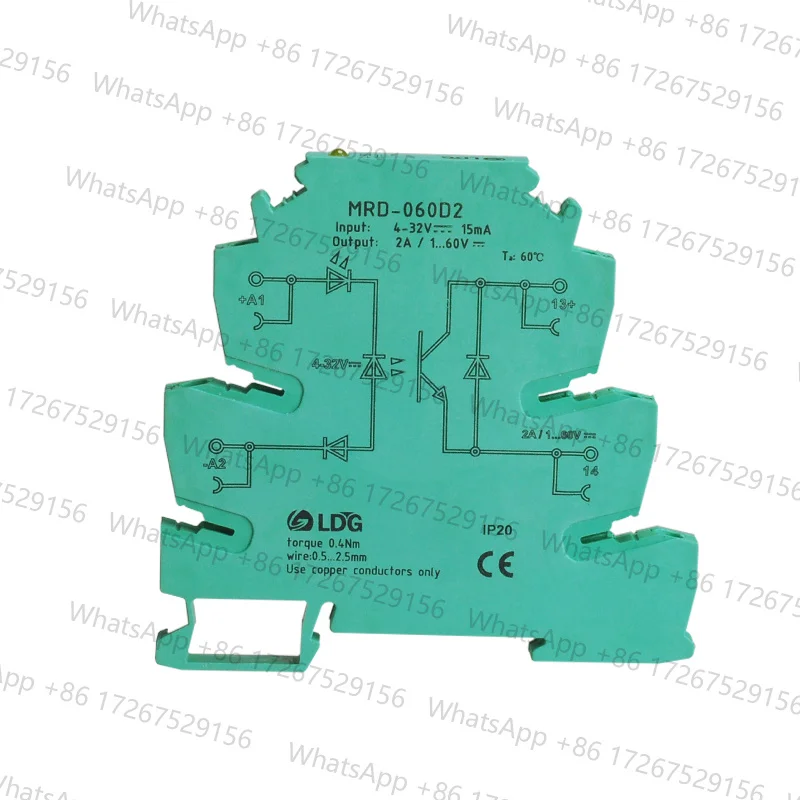 MRD-060D2 Din Rail Ultra-thin Solid State Relay 2A Input 5V12V24V32VDC Controlled LED Indication Module Switch Board SSR