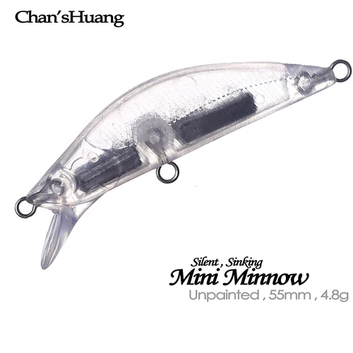 Chan'sHuang 30 Uds 5,5 CM 4,8G cebo en blanco sin pintar pececillo que se hunde silencioso DIY señuelo de pesca Artificial hecho a mano