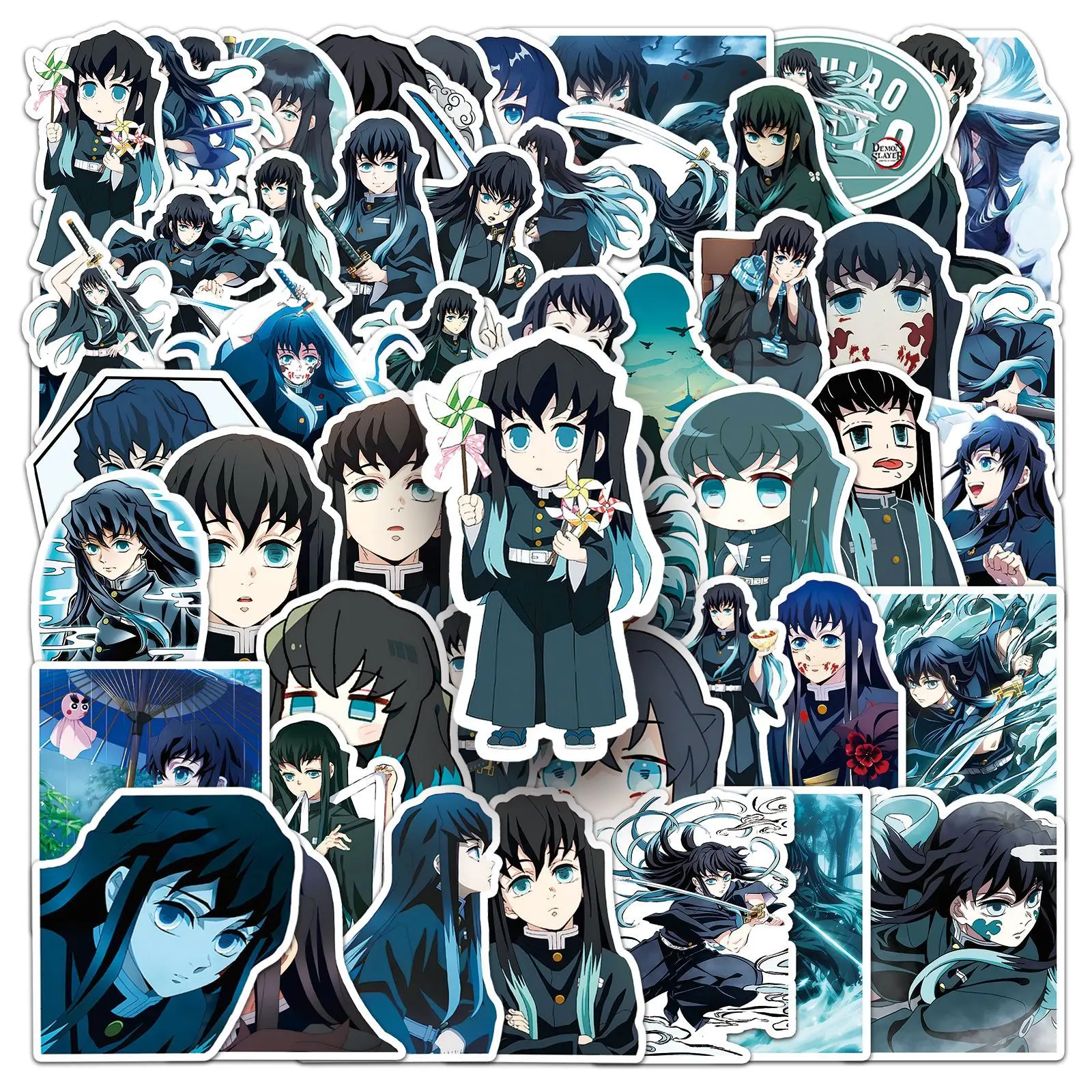 50pcs Demon Slayer Anime Graffiti Stickers DIY Scrapbook Laptop Bike Phone Cute Tokitou Muichirou Cartoon Decals Kids Toy