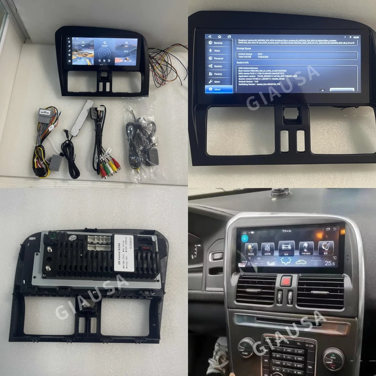 Android 14.0 For Volvo XC60 2009 2010 2011-2017 Car Radio Stereo Car Multimedia Player GPS Navigation DVD Head Unit