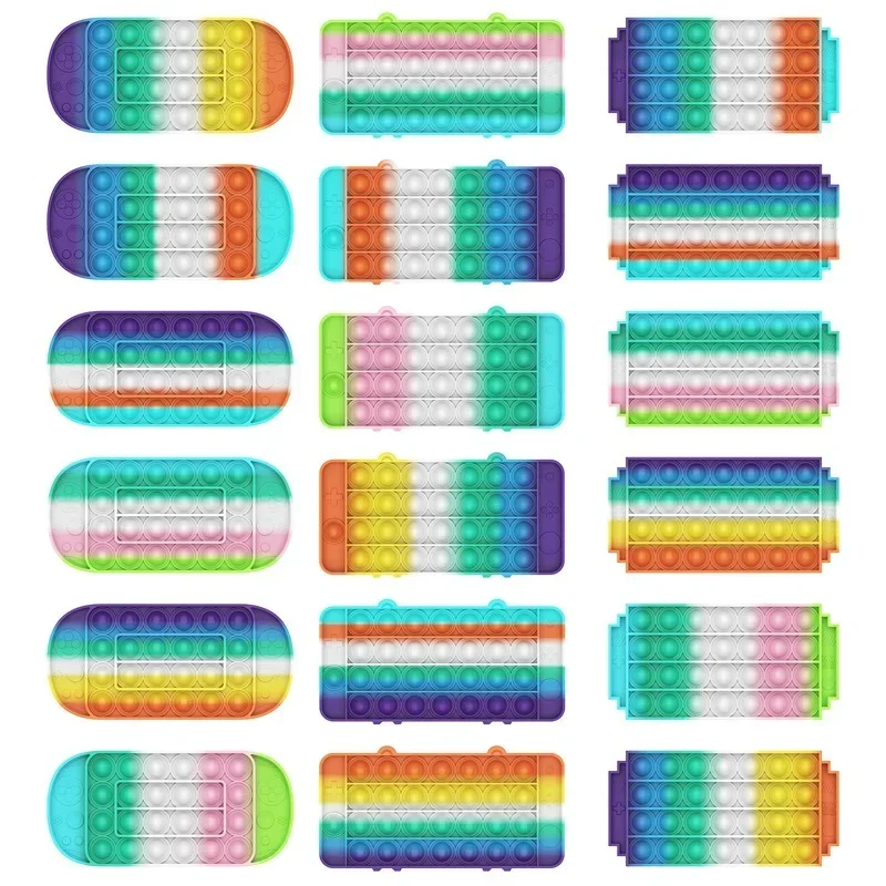 Silikon Tie Dye Game Controller Push Bubble Squeeze Spielzeug Elliptische/Diamant Geformt Anti-Stress Spielzeug für Kinder Erwachsene