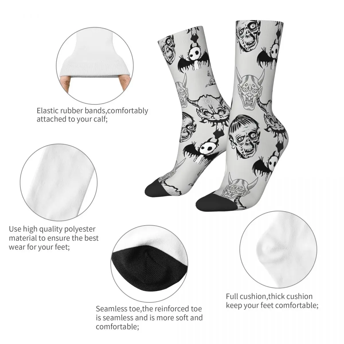 Vintage Satan Socks Male Mens Women Winter Stockings Printed image 6