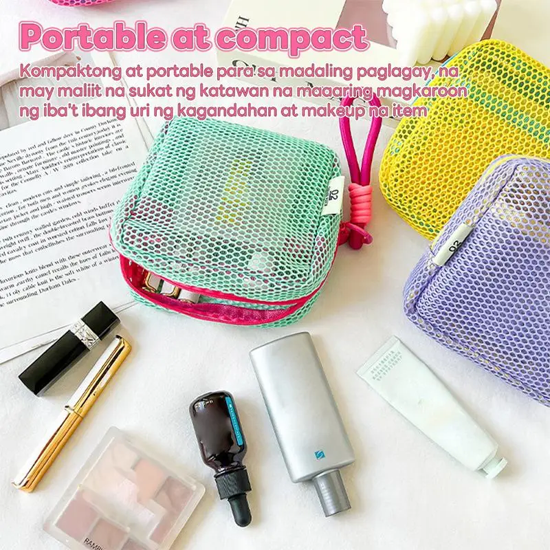 Mesh Makeup Bag For Women Cosmetic Storage Bag Travel Portable Toiletry Bag Underwear Storage Bag