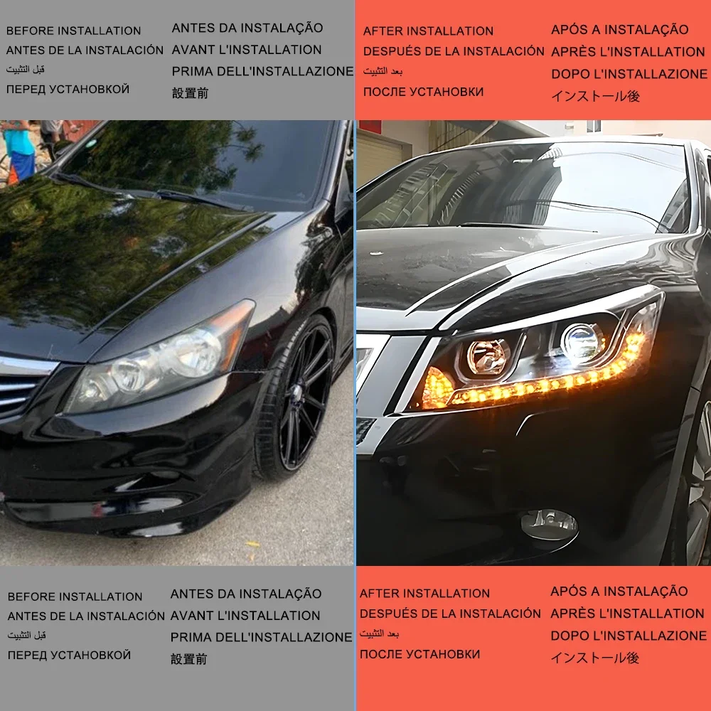

Автомобильные фары для Honda Accord 8Th G8 2008-2012 Cp2, обновление, два линзы проектора, дизайн, светодиодные передние лампы в сборе
