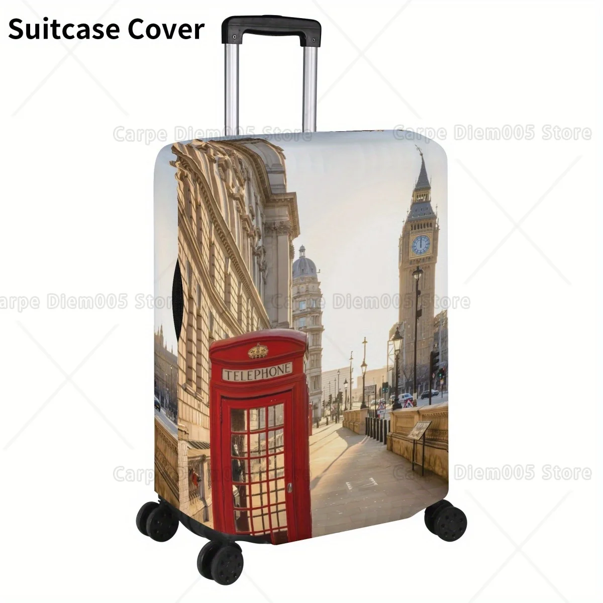 

Дорожный прочный эластичный чехол для багажа из полиэстера, моющийся чехол для чемодана с двусторонней печатью и культовым лондонским дизайном