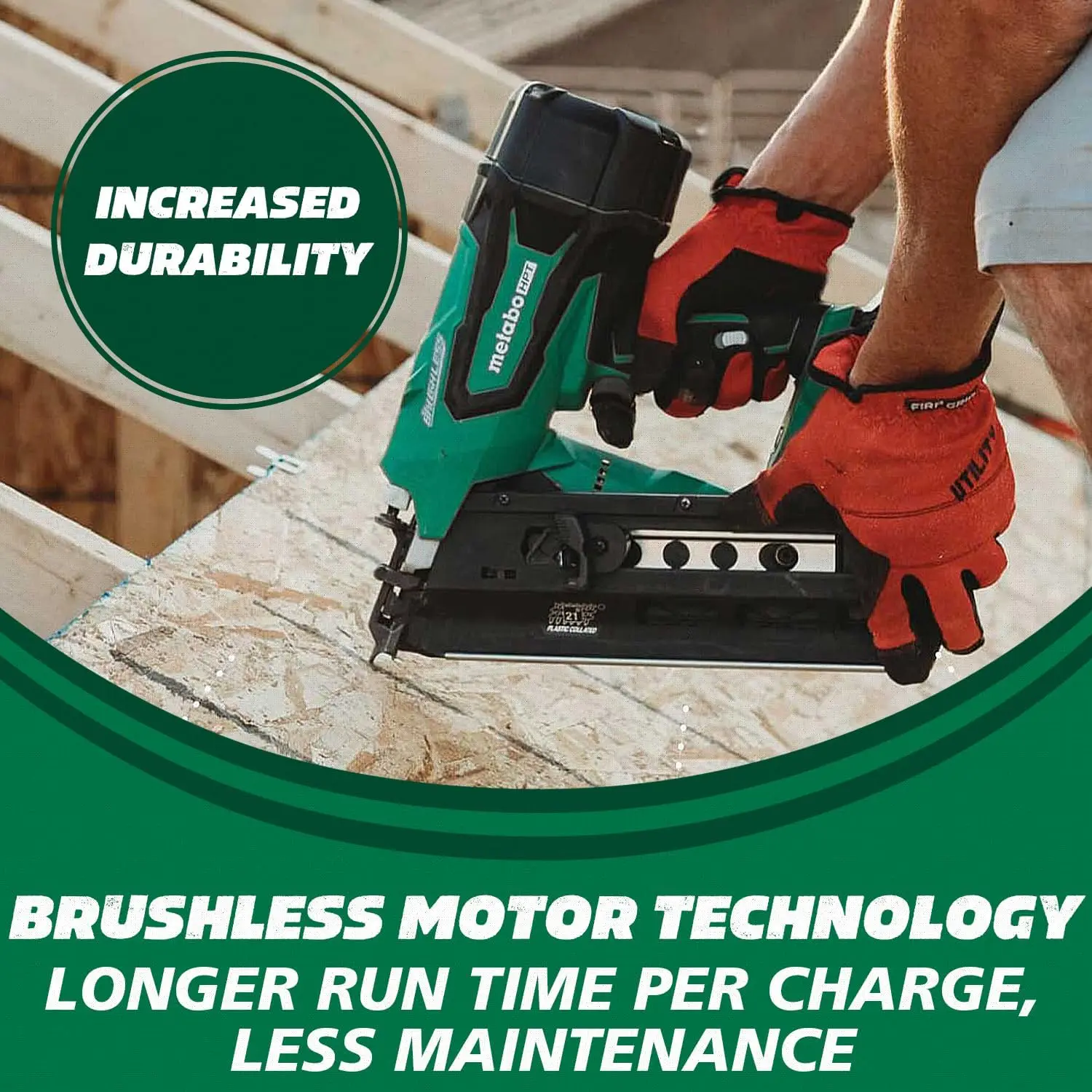 Metabo-HPT MultiVolt sem fio, 18V™Framing Magazine Nailer Kit, Unhas de Cabeça Redonda de 2 "a 3", 1/2 ", 21 Graus