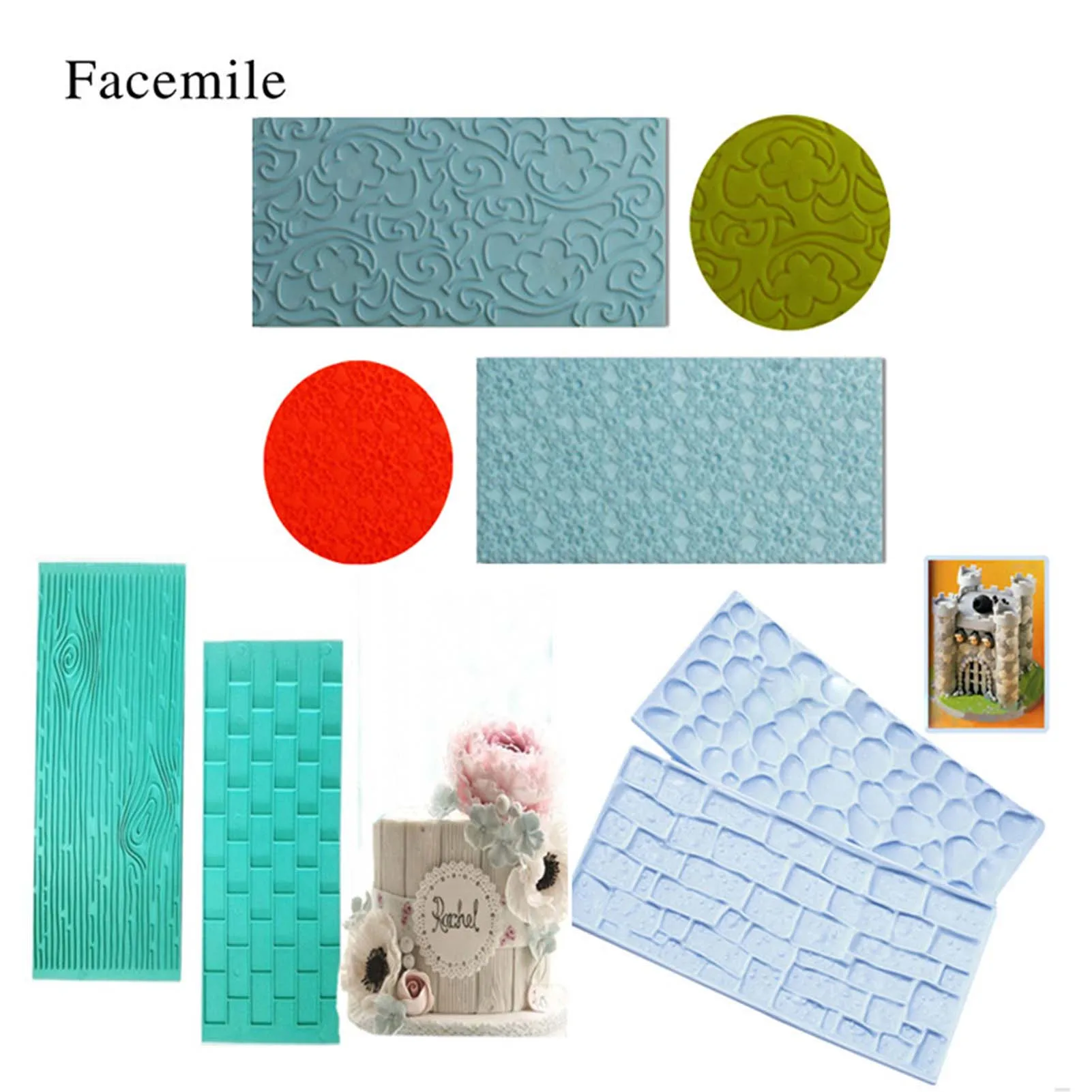 DIY Crafting Embossing Mold Texture Tool for Art Decoration Reusable Pattern Maker Tree Bark Brick Wall Impression Molds