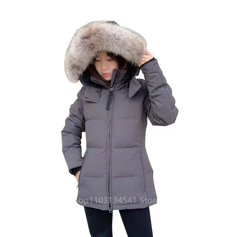 Real Coyote Fur Winter Womens Canadian CG Chelseas Parka Goose Down Jacket Outdoor Coat Wnd Waterproof Classic Fashion