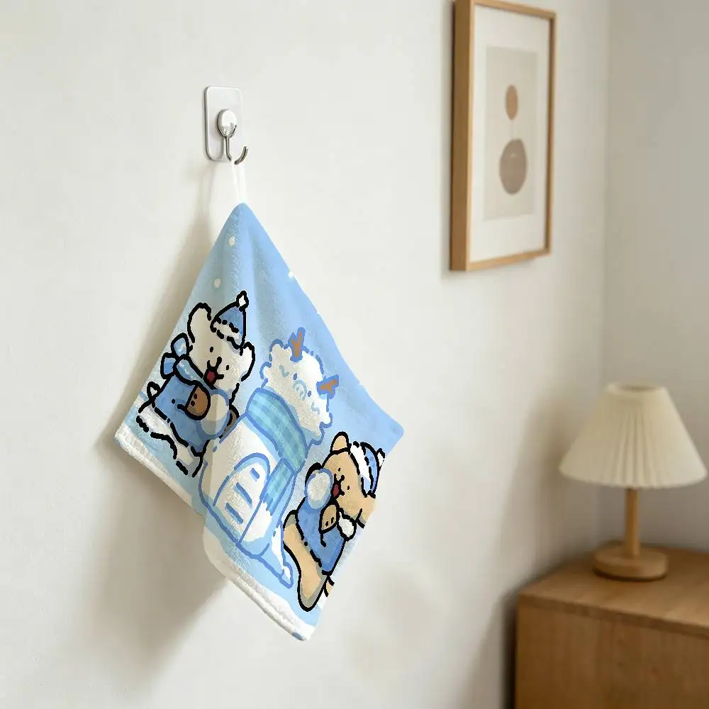 Cartoon M-Maltese Dog Hanging Kitchen Towel, Polyester Cotton Material, Wear Resistant Hand Wiping Towel For Home