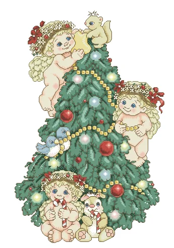 11CT/14CT DIY Embroidery Cross Stitch Kits Craft Needlework Set Canvas Cotton 24-Dreamsicles 113323 Angel Christmas tree 37-52