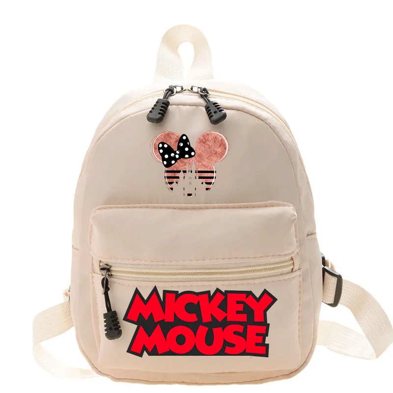 Disney-mochila de Mickey Minne Mouse Patten para mujer, Mini bolso de hombro para niñas adolescentes, mochilas encantadoras informales, bolsas de almacenamiento de dibujos animados