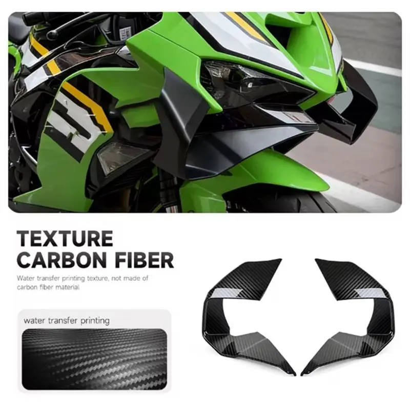 Lower Lip Wing Fairing Fixed Motorcycle Side Winglet Front Spoiler Aerodynamic For Kawasaki ZX-6R Zx6r 2024-2026-Boom