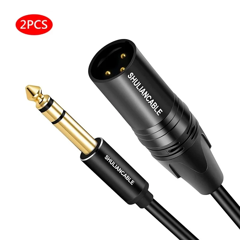 Lungfish 1/4 inch TRS to XLR male cable, balanced 6.35mm TRS plug to 3-pin XLR male connector, microphone male connector cable