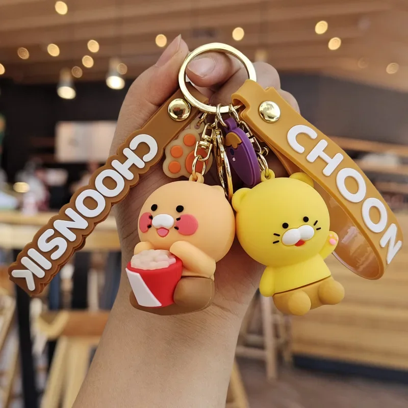 Faddish Cartoon Choonsik Keychain Kawaii Korean Anime Popcorn Doll PVC Toy Backpack Pendnat Keyring Cute Trinket for Couple Gift