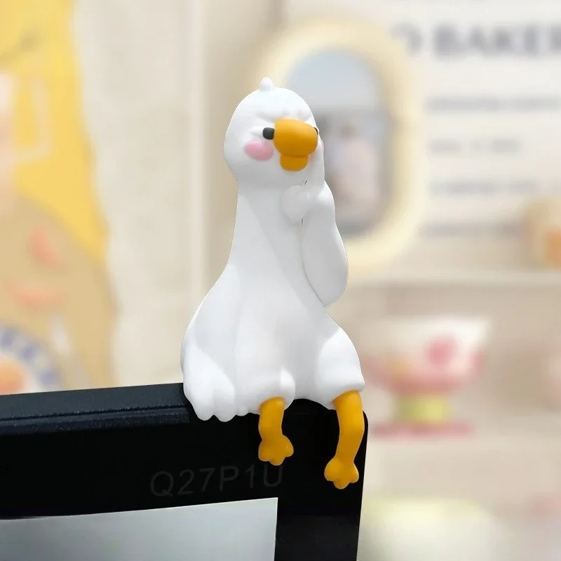 4 PCS Resin Goose Figurine Computer Monitor Decor Cute Mini Goose Statue for Car Dashboard Funny Desk TV Photo Frame Decoration