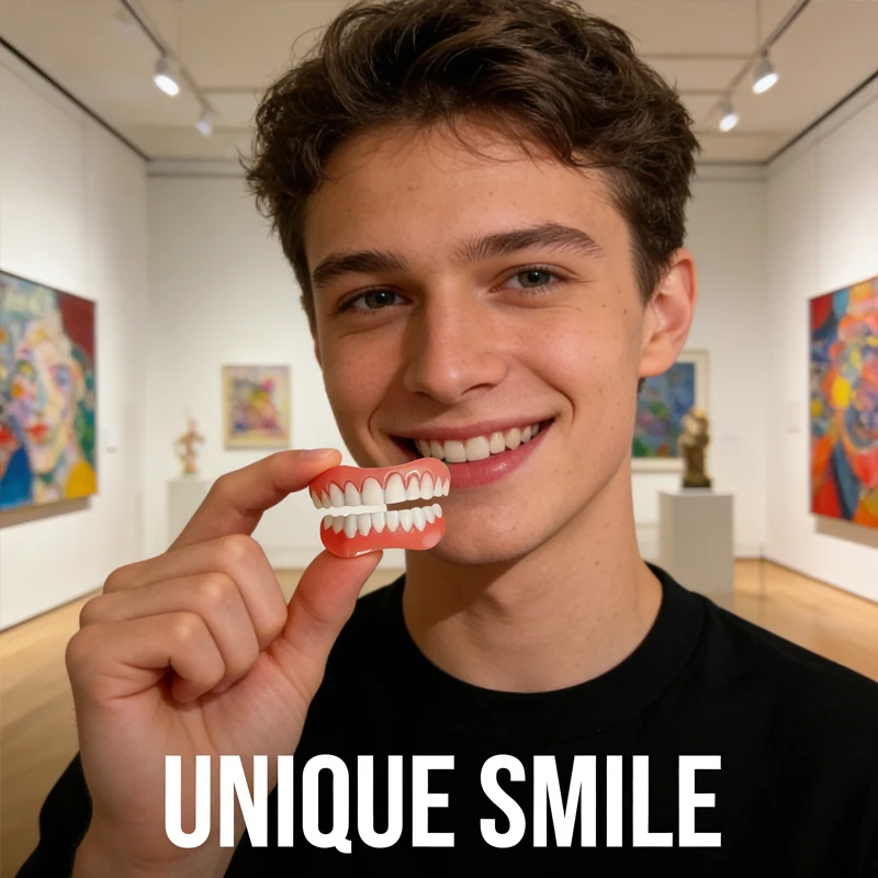 

Upper Lower Silicone Fake Teeth Natural Veneers Temporary Dentures Braces Comfort Fit Dental Tooth Makeover Kit ck848