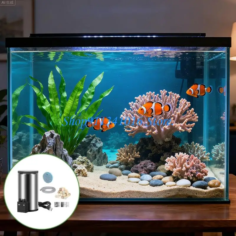 miniature-filter-barrles-high-efficiency-stainless-steel-fish-tanks-filter-bucket-with-low-noise-for-pet-fish-tanks