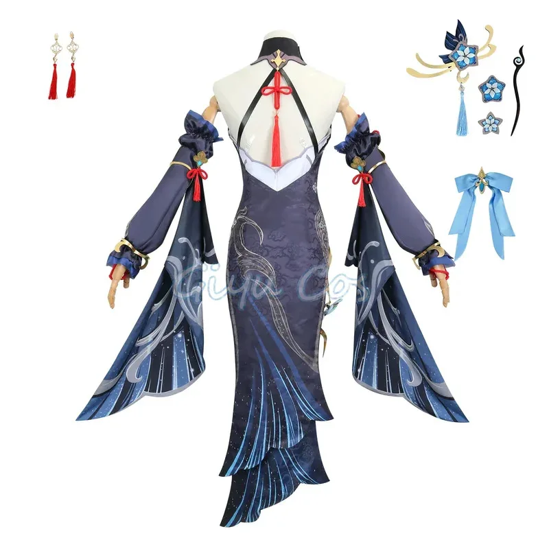 Frostflower Dew Shenhe Cosplay Costume Genshin Impact Adult Uniform Wig Anime Halloween Costumes Women Game Character Outfit