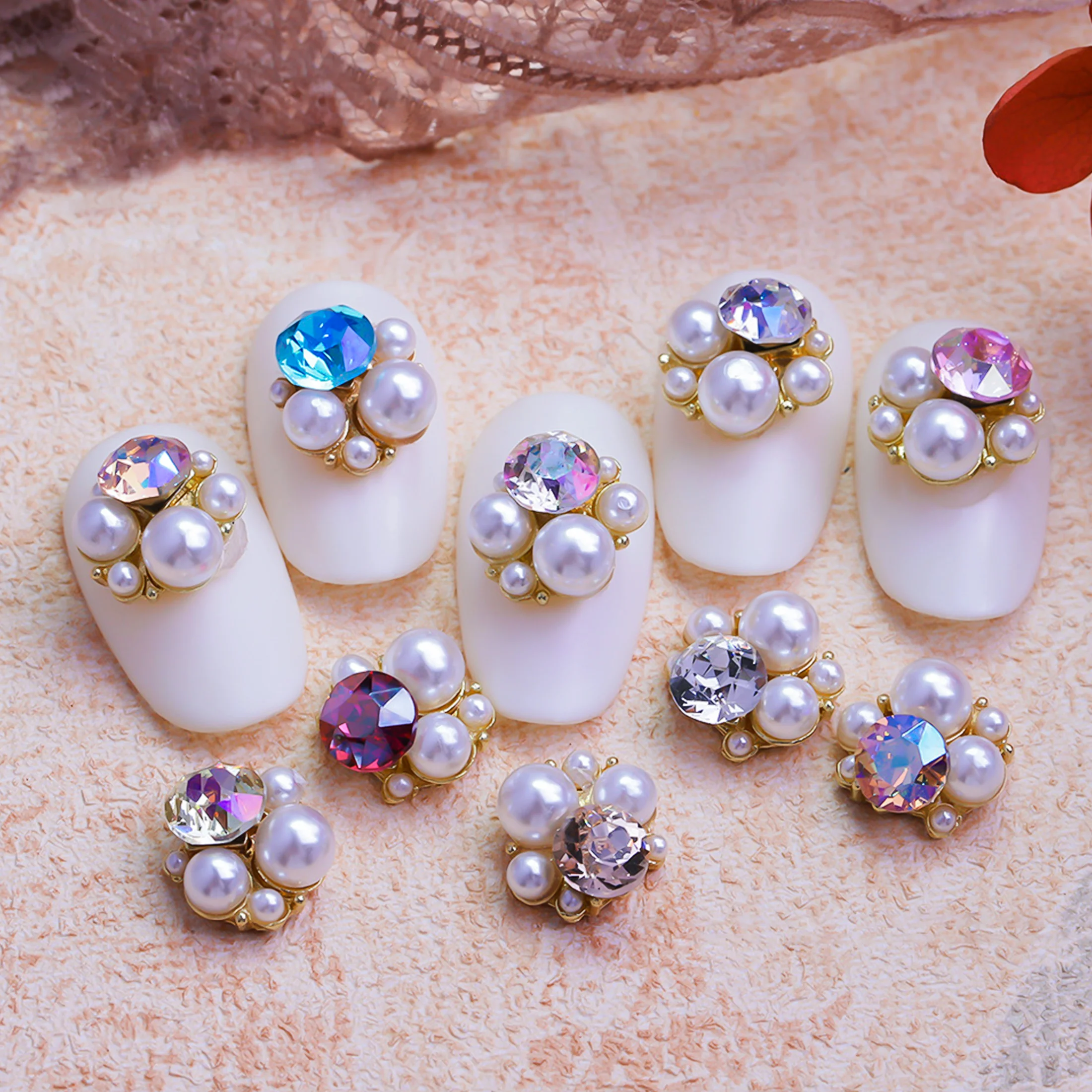 5 قطعة ثلاثية الأبعاد مكدسة مسمار الفن حجر الراين اللؤلؤ حُليات المجوهرات أجزاء اكسسوارات ل مانيكير الأظافر لوازم الديكور المواد #1