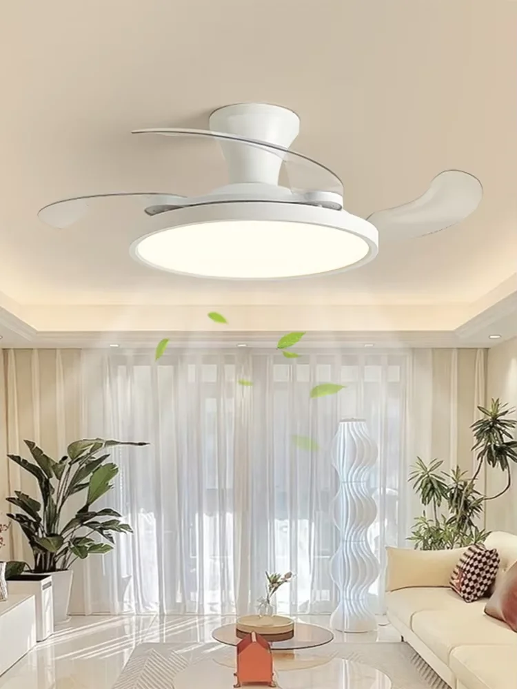 LED ventilateur Invisible lumière lames rétractables 6 vitesses fréquence Variable App télécommande pour salons chambres salles à manger