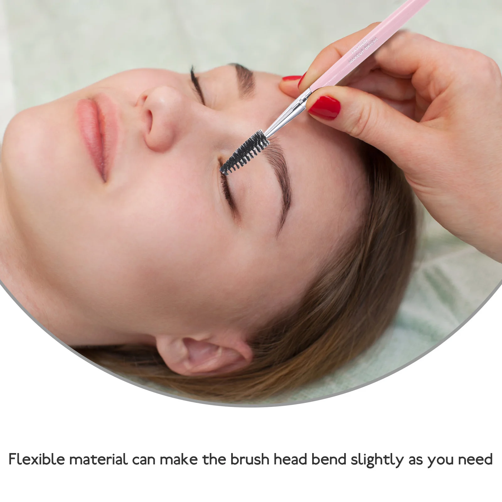 Pennello per ciglia Setola morbida Formato da viaggio Rosa Multiuso per mascara Separazione ciglia Strumento per toelettatura sopracciglia Pennello per trucco