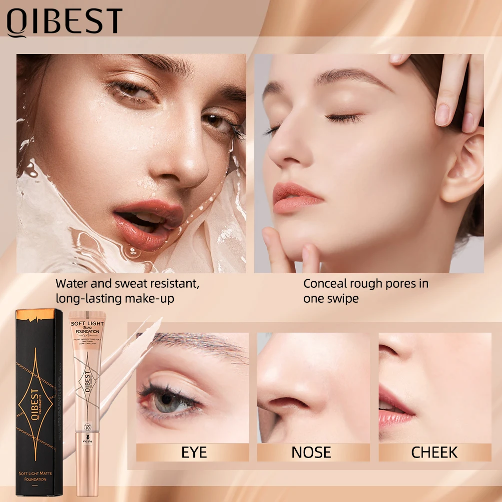 QIBEST Liquid Concealer Cream Waterproof Full Coverage Foundation Long Lasting Face Scars Acne Cover Smooth Moisturizing Makeup