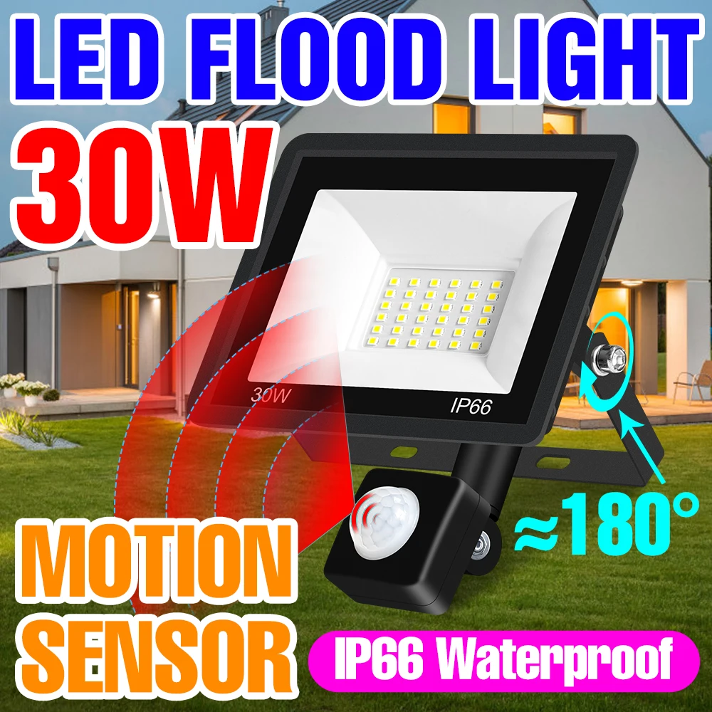 

100W Led Flood Light Outdoor Waterproof Spotlight Reflectors Lamp Garden High Brightness Lighting Motion Sensor Floodlight