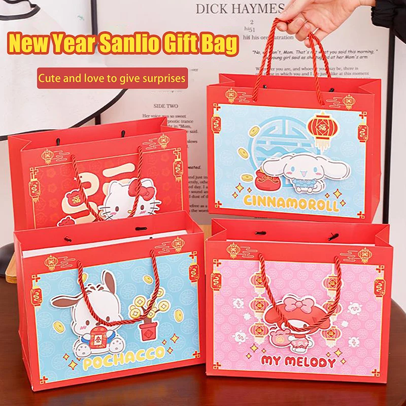 Sanrio New Year Gift Bag Handbag Kuromi Hello Kitty My Melody Candy Biscuit Wrapping Pouch Storage Bags Gift Packaging Bags