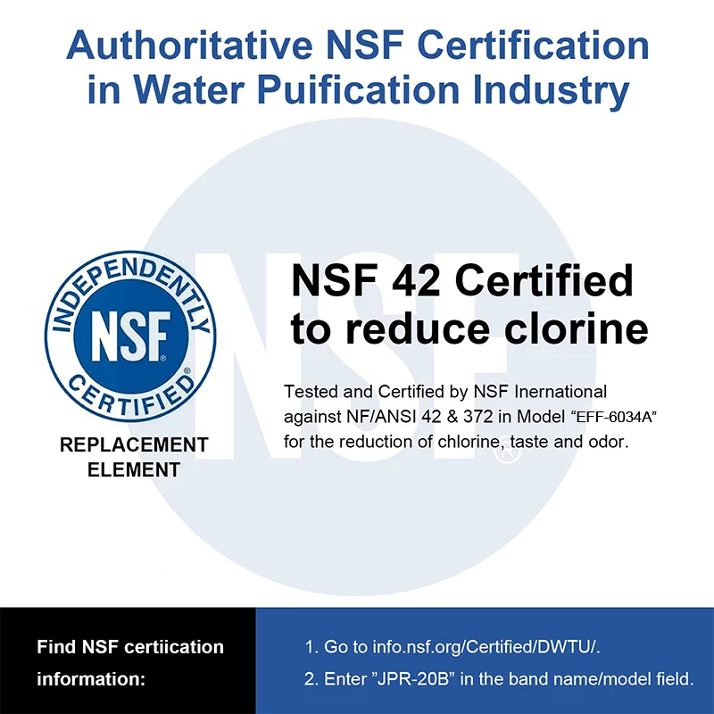 Cfweater GXRTQR Inline Water Filter, NSF Certified, Carbon Block Media Ensures 99% Chlorine Reduction, Replacement for GE® GXRTQ