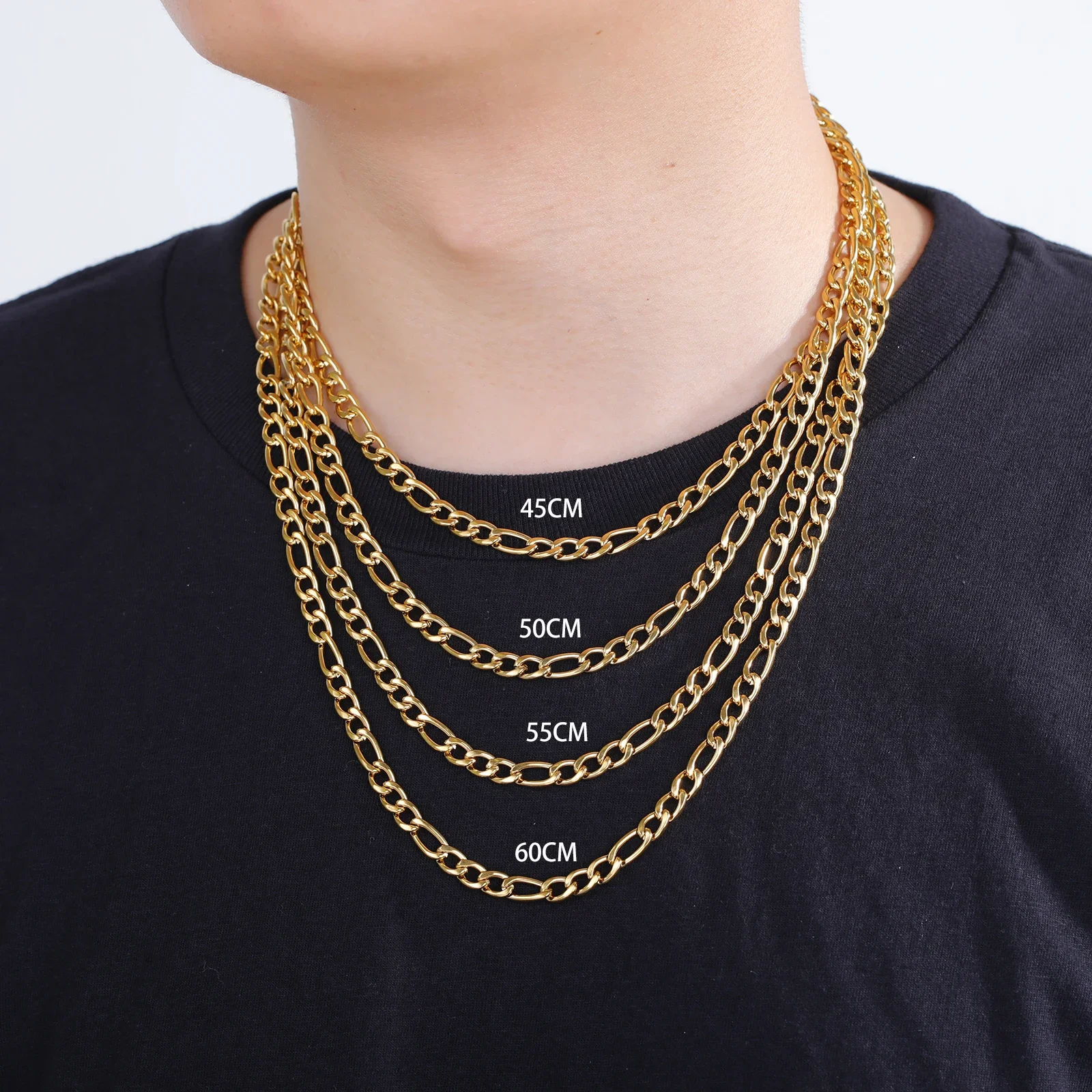 Cazador 45-60cm Figaro Chain Necklaces for Women Men Stainless 