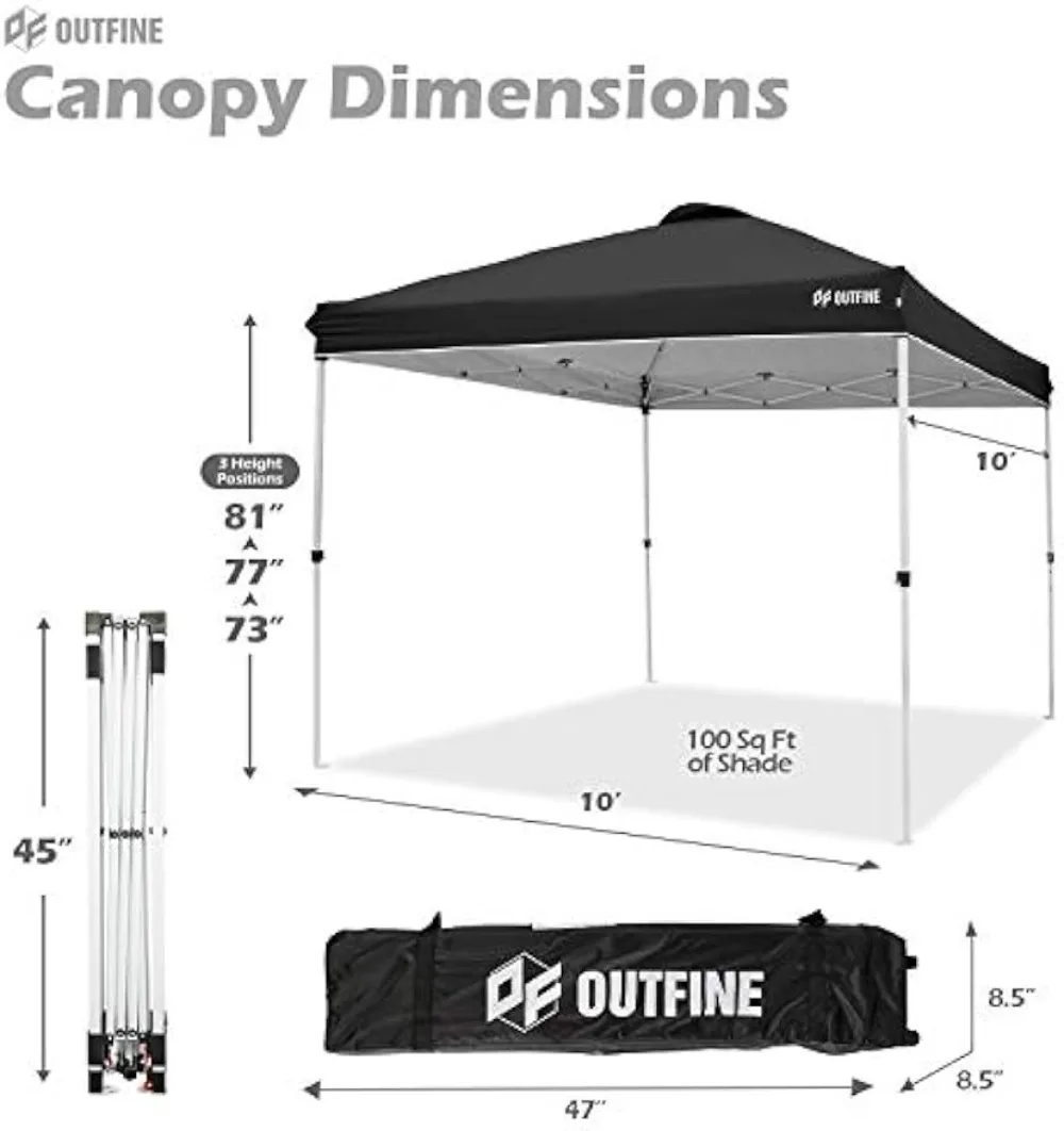 Imagem -05 - Dossel Pop-up Outfine 10x10 para Barraca de Pátio Dossel Instantâneo para Gazebo com Bolsa de Rodas Bolsas de Areia para Dossel x4 Estacas de Barraca x8 Preto 10 10 Pés