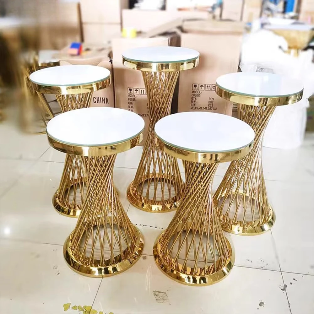 

Стол-подставка для свадебного торта JC Glass Top: современный роскошный дизайн из нержавеющей стали с золотым покрытием и мраморной столешницей для свадебного декора и сладкого стола
