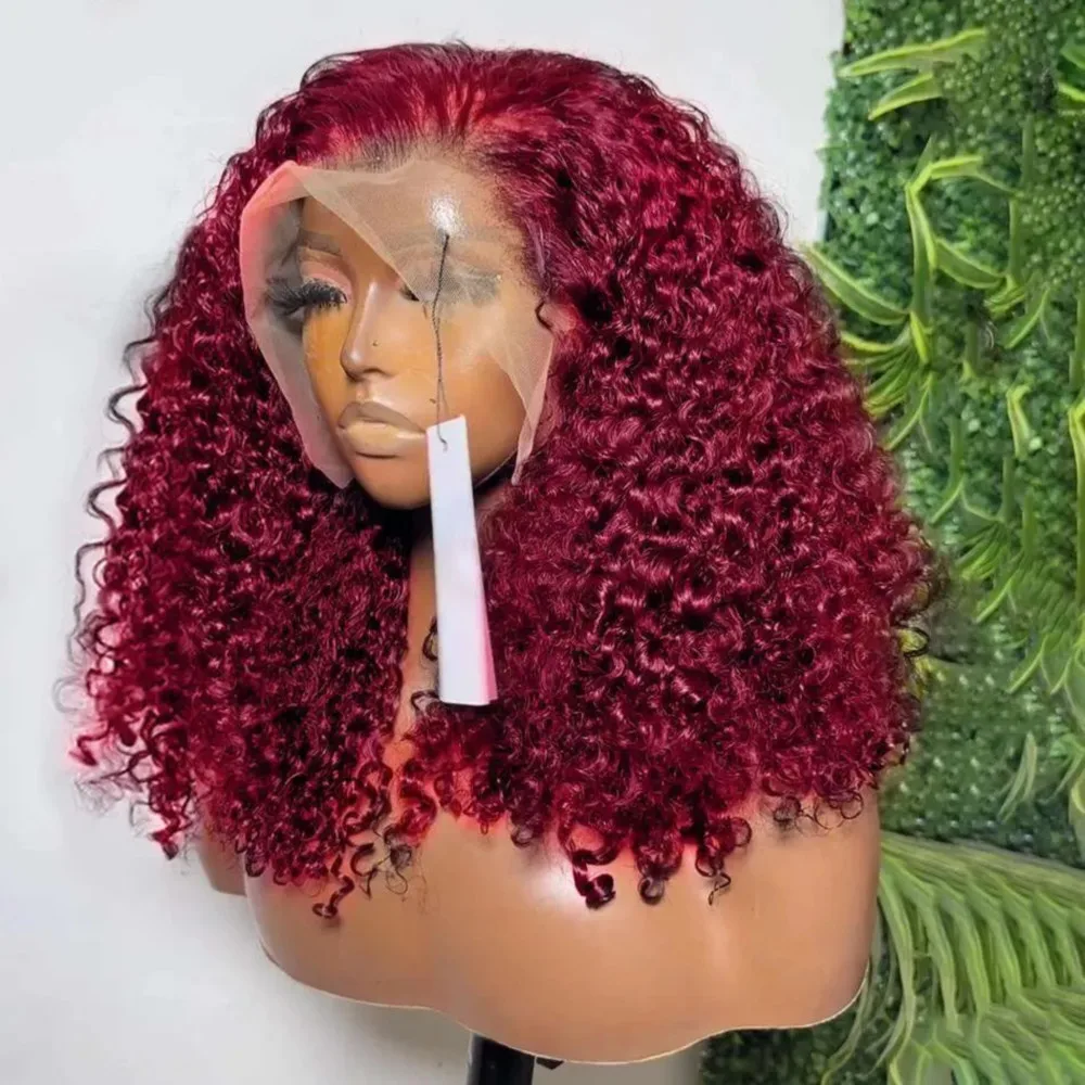

Red Deep Wave Human Hair Bob Wig 99J Burgundy 13x4 Transparent Lace Frontal Wig Brazilian Virgin Short Bob Wig For Black Women