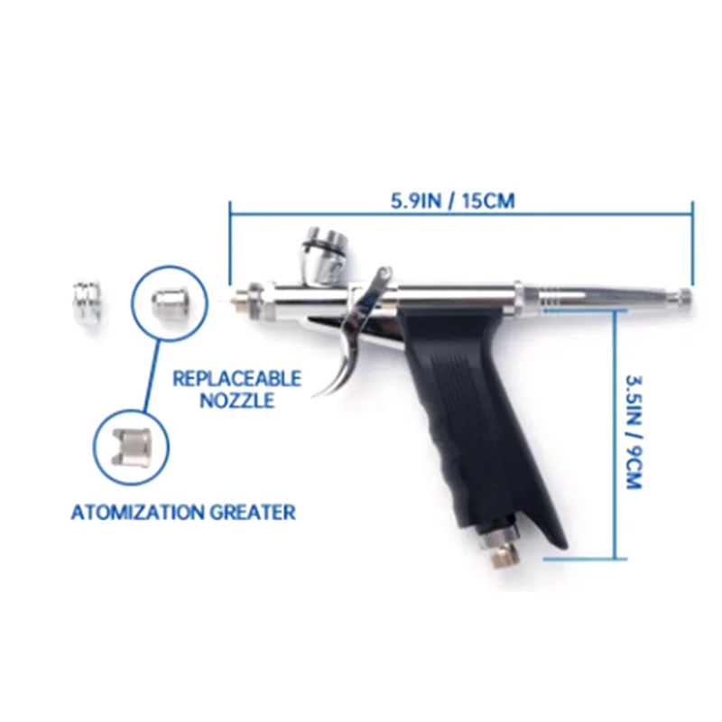 Ensemble d'aérographe professionnel H-W 0.5Mm, avec outils de pulvérisation, connecteur de capuchon de buse de remplacement pour modèle de voiture, peinture murale, clous