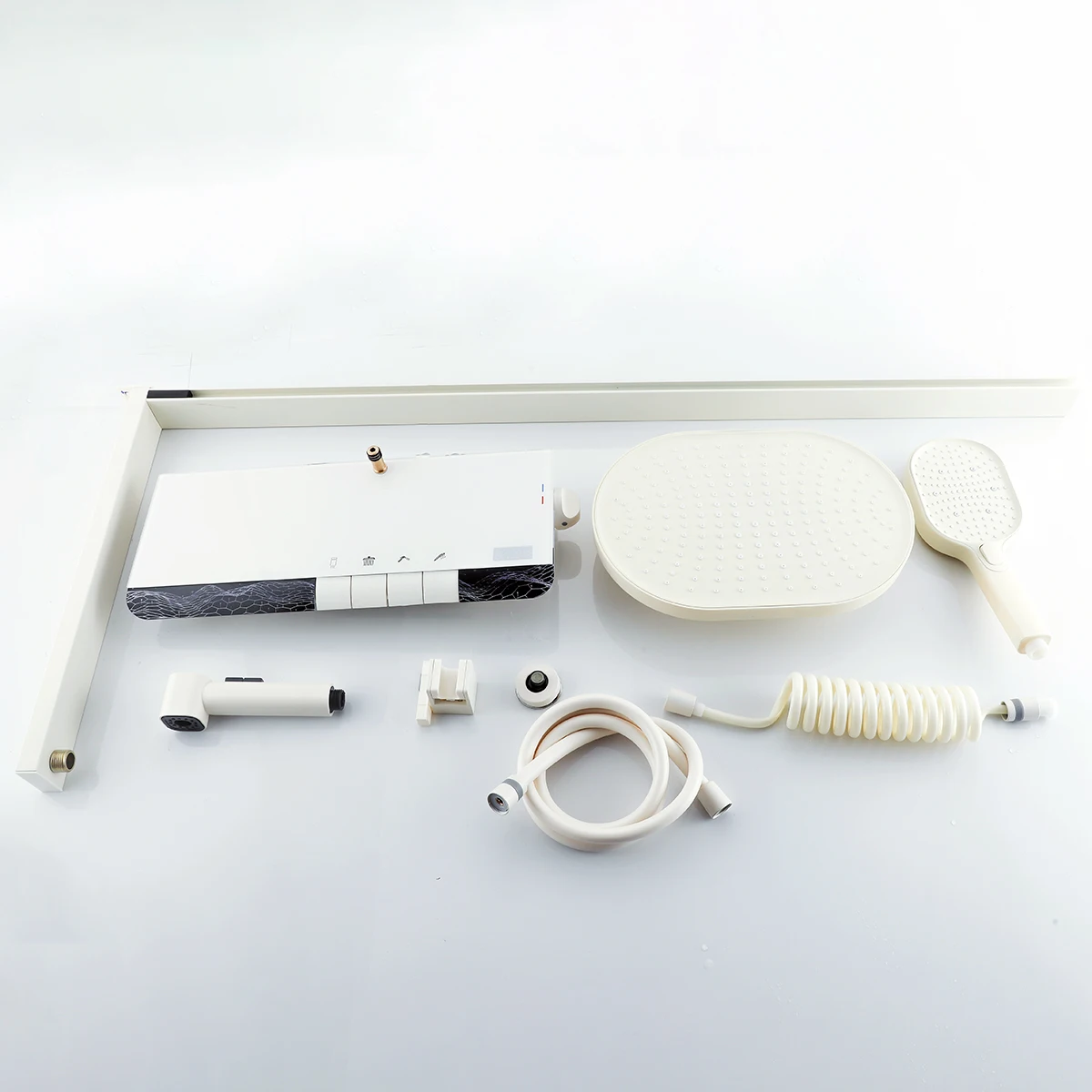 Ambient Lighting Hot Cold Digital Bathroom Shower System Back Spa Waist Spray Digital Bathroom Shower Set Rainfall Shower Head