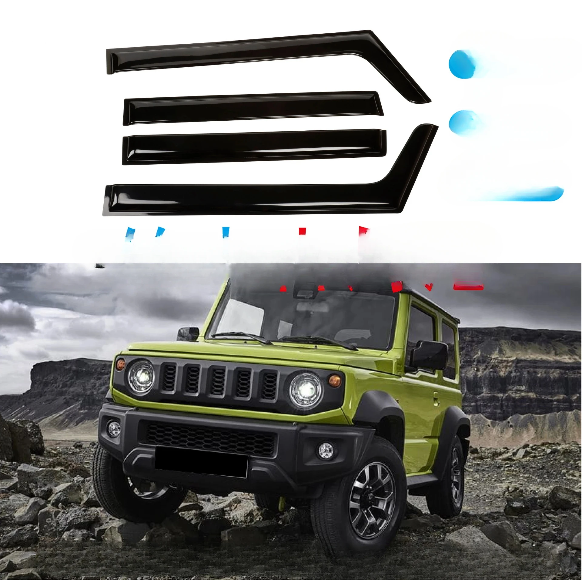 suzuk jimny auto parts Door window Visor Luxury Version window deflectors for JIMNY JB74W/JB64W  2018+