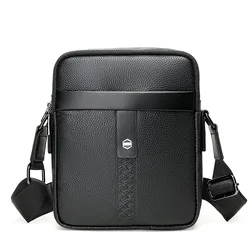 Men's Leather Shoulder Bag Messenger Pack Crossbody Bag Man Purse Sling Satchel Bag for Bussiness Travel