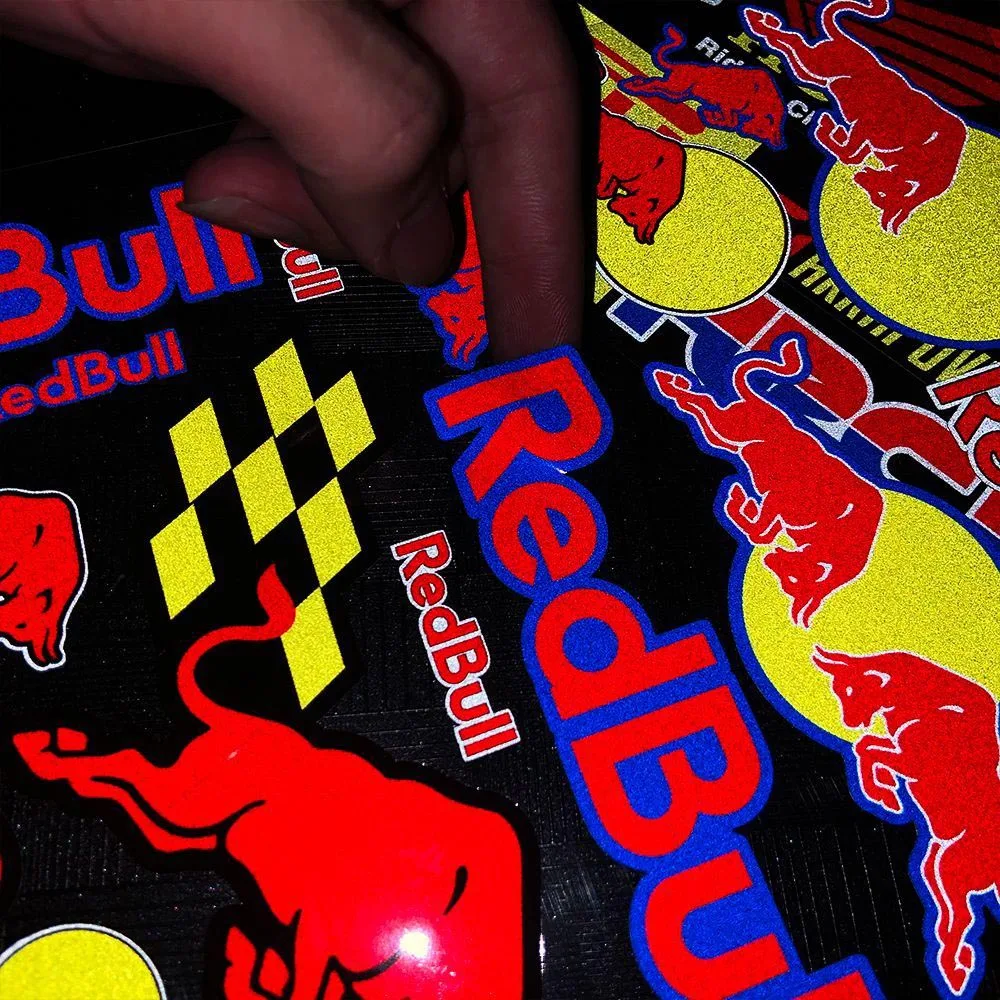 Motorcycle Red Bull Sticker Logo Car Motorcycle Body Fuel Tank Helmet Decal Reflective Waterproof Decoration