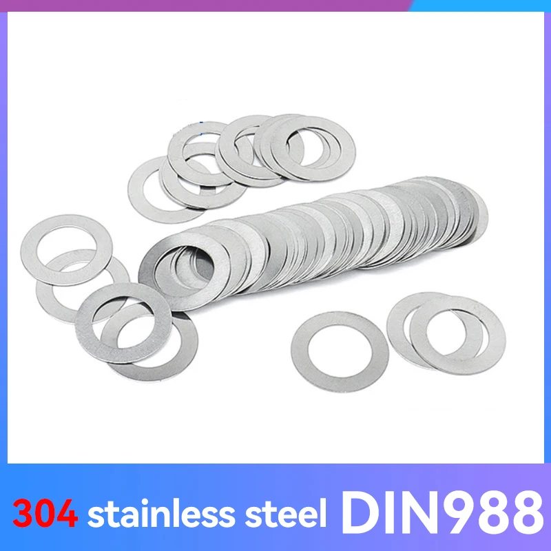 10/20/50pcs m3 m4 m5 m6 m8 m10 M12-M20 din988 304 נירוסטה התאמת דיוק דיוק שim אטם דק אולטרה דק דק שטוח