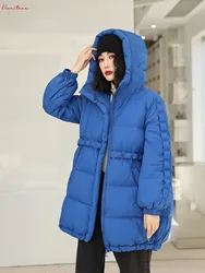 Great quality Retro Down Coats Winter Women's Hooded down coats female thicker warm jacket Fluffy Parkas wy1746