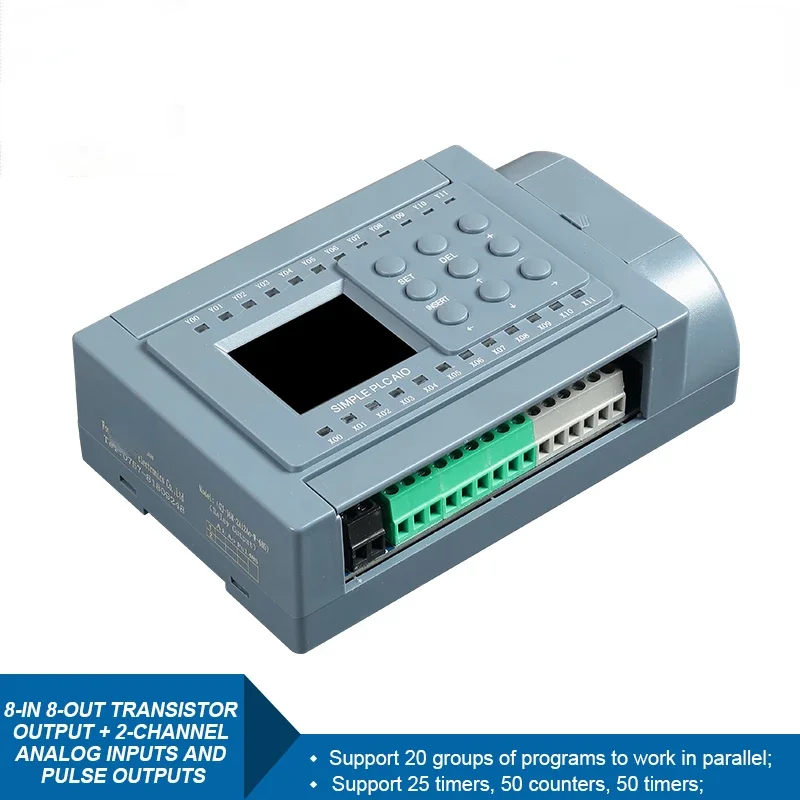 8-In 8-OutTransistor Output PLC 2-Channel Analog Inputs 0-20mA Pulse Outputs PLC Controller for Servo Motor