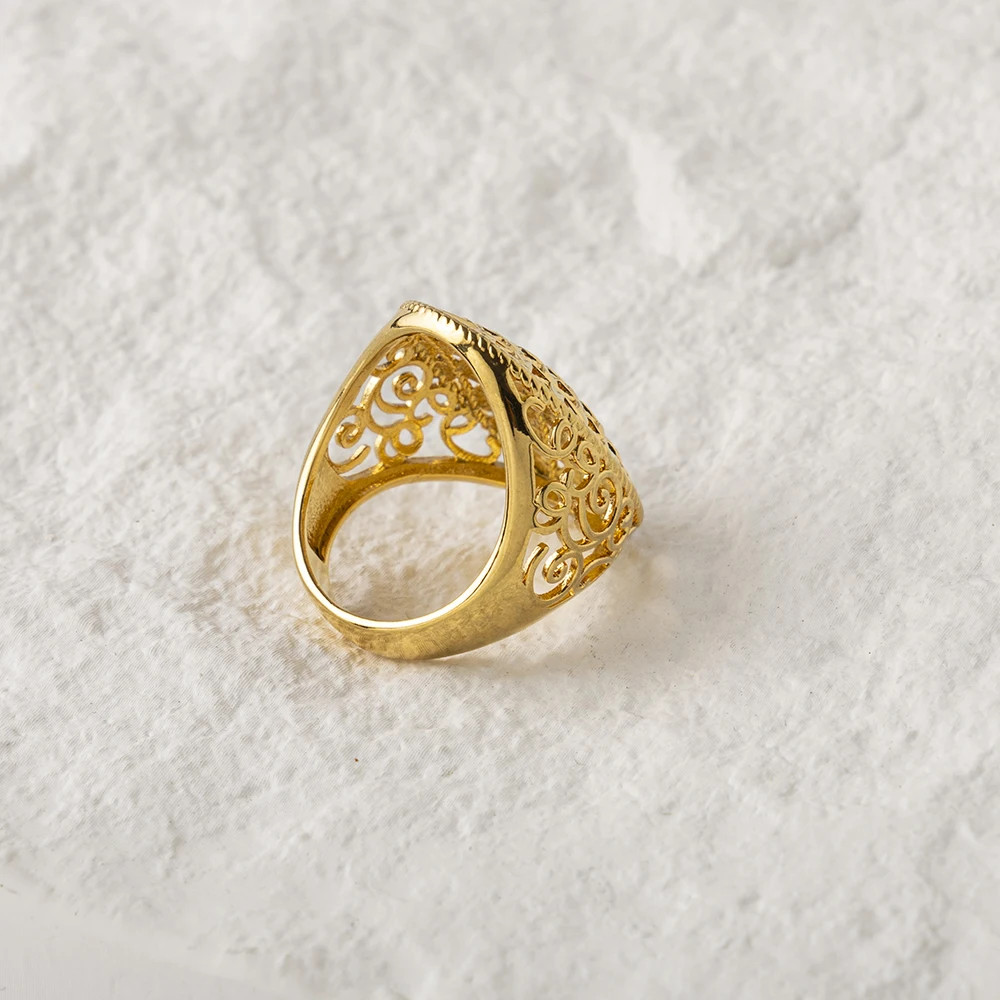 LUIZADA Vintage Türkische Fingerringe Frauen Runde Kristall Caesar Ring Gold Farbe Ethnische Hochzeit Schmuck Ring – Detail 5