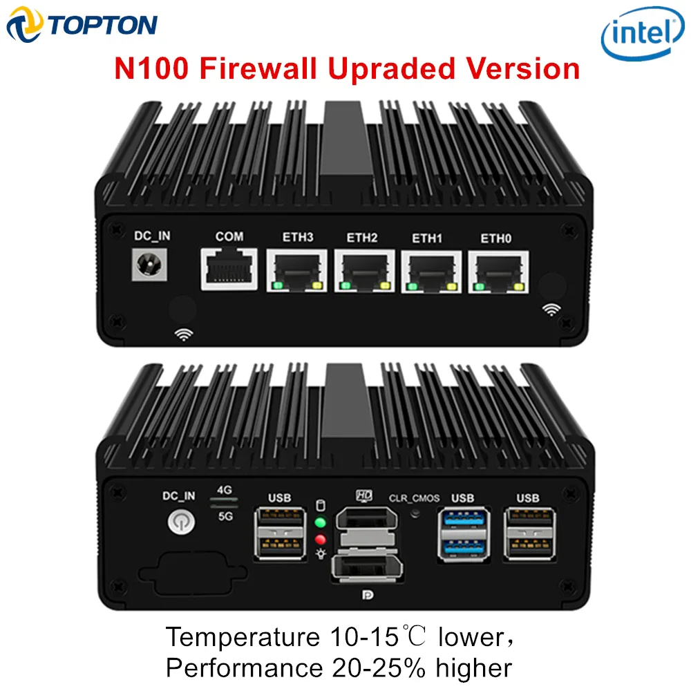 

New Intel N100 Fanless Mini PC Firewall Router PC Upgraded Version 4x i226-V 2.5G Solid Computer Proxmox ESXi pfSense OPNsense