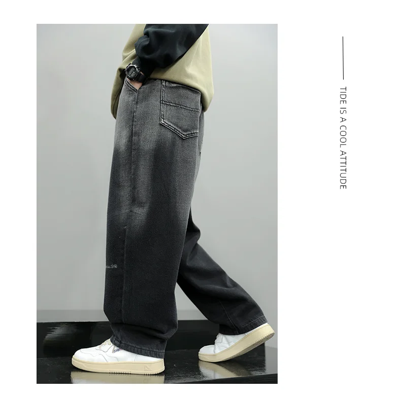 Vintage Kinder Schwarze Gradient-Jeans für Jungen Baby Herbstkleidung Klassische Hosen Kinder Retro Denim-Hosen Große Jungen-Jeans 5 bis 14 Jahre – Detail 7