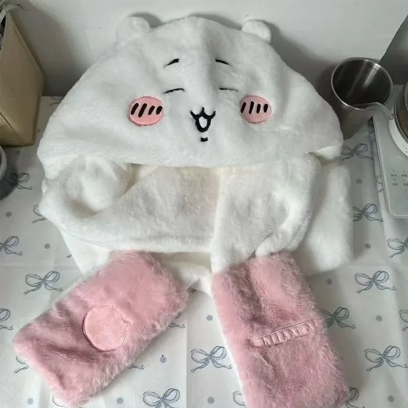 

Аниме-костюм Чиикава Хачиваре Усаги: плюшевая шапка и шарф для защиты от холода, сохраняющие тепло, утолщенные, новый стиль, креативный дизайн, милый подарок на день рождения