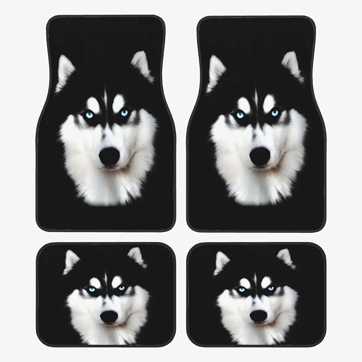 

Set of 4 All-Weather Car Floor Mats - Adorable Husky Design, Universal Fit for Honda, for Tesla Model Y, Vans, And Suvs