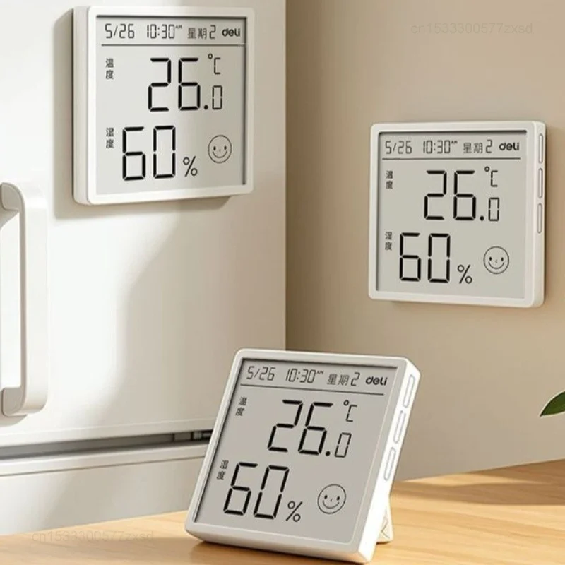 New Electronic Thermometer Hygrometer Weather Station High Precision with Table Clock Home Function Mini Thermometer LCD Tools